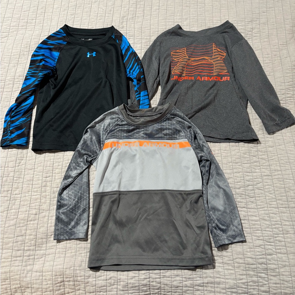 Under Armour Kids Long Sleeve Tees - Black, Blue, Gray, Orange